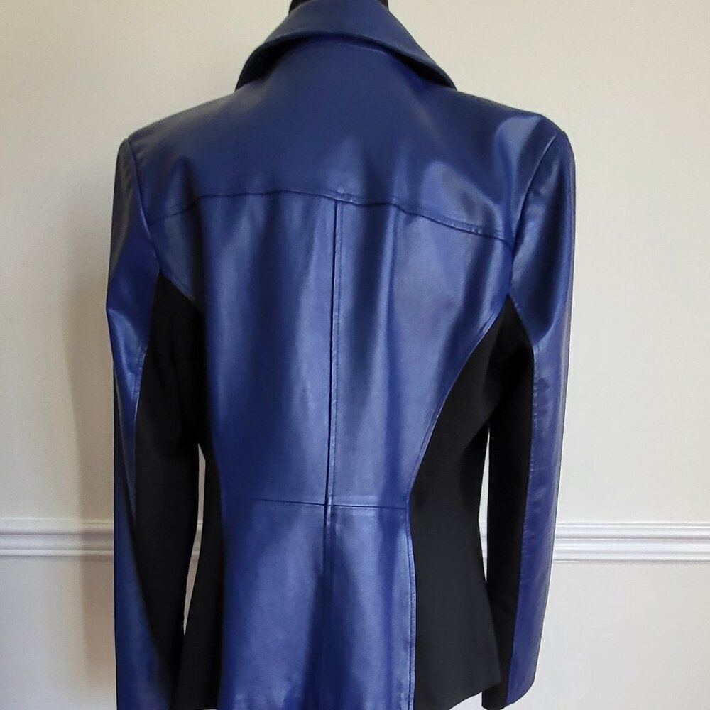 Guillaume Blue Leather Jacket, Size S - Picture 5 of 11